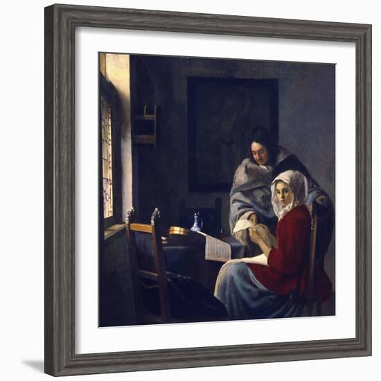 Girl Interrupted in Her Music-Johannes Vermeer-Framed Giclee Print