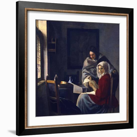 Girl Interrupted in Her Music-Johannes Vermeer-Framed Giclee Print