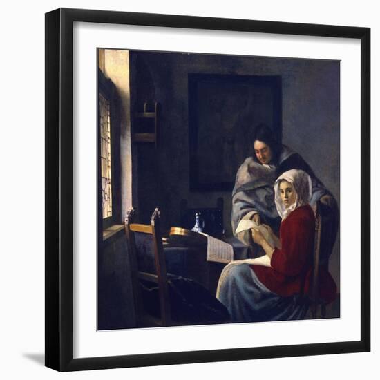 Girl Interrupted in Her Music-Johannes Vermeer-Framed Giclee Print