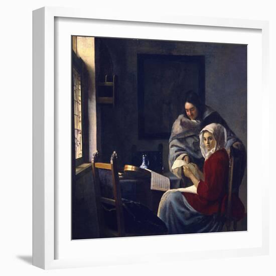 Girl Interrupted in Her Music-Johannes Vermeer-Framed Giclee Print