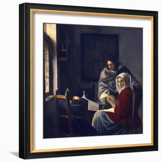 Girl Interrupted in Her Music-Johannes Vermeer-Framed Giclee Print