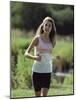 Girl Jogging with Headphones-null-Mounted Photographic Print