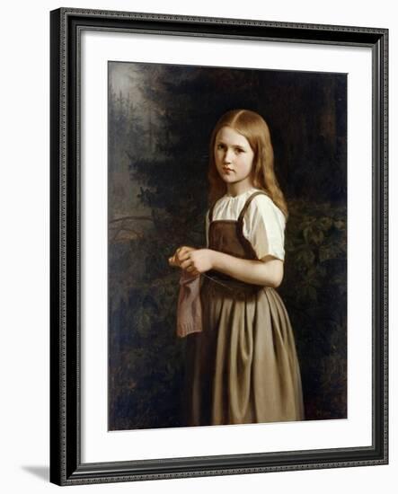 Girl Knitting, 1854-Minna Heeren-Framed Giclee Print