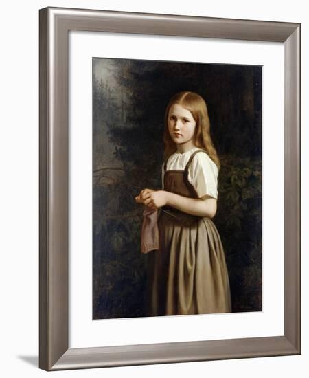 Girl Knitting, 1854-Minna Heeren-Framed Giclee Print