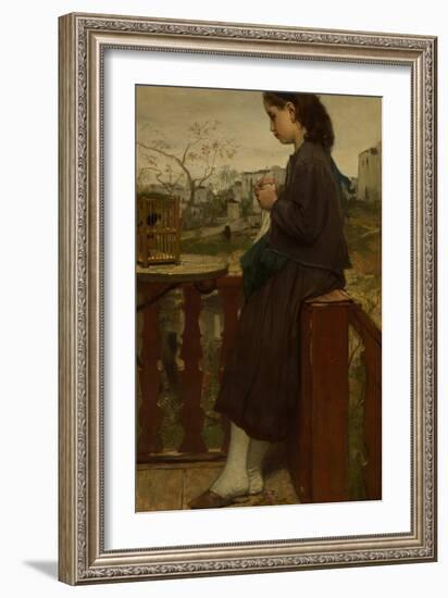 Girl Knitting on a Balcony, Montmartre, 1869-Jacob Maris-Framed Giclee Print