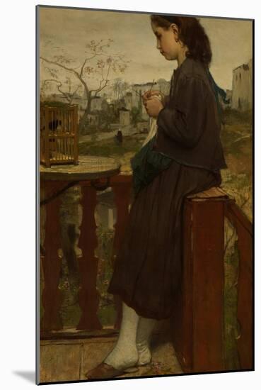 Girl Knitting on a Balcony, Montmartre, 1869-Jacob Maris-Mounted Giclee Print