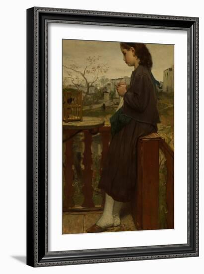 Girl Knitting on a Balcony, Montmartre, 1869-Jacob Maris-Framed Giclee Print