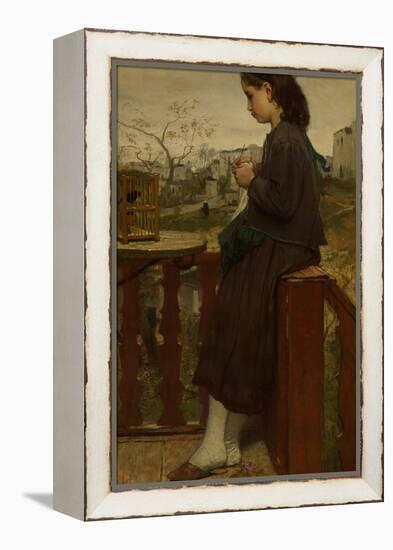 Girl Knitting on a Balcony, Montmartre, 1869-Jacob Maris-Framed Premier Image Canvas