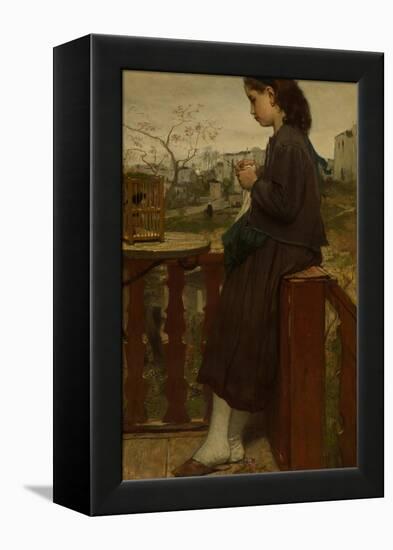 Girl Knitting on a Balcony, Montmartre, 1869-Jacob Maris-Framed Premier Image Canvas