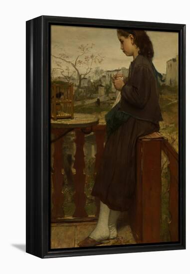 Girl Knitting on a Balcony, Montmartre, 1869-Jacob Maris-Framed Premier Image Canvas