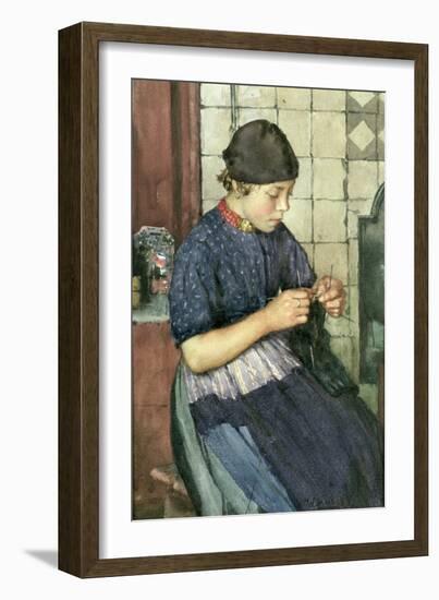 Girl Knitting-Walter Langley-Framed Giclee Print