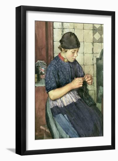 Girl Knitting-Walter Langley-Framed Giclee Print