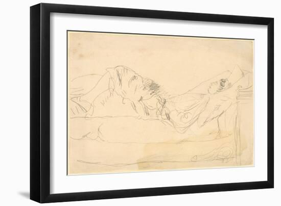 Girl Lying on a Bed (Pencil on Paper)-Gwen John-Framed Giclee Print