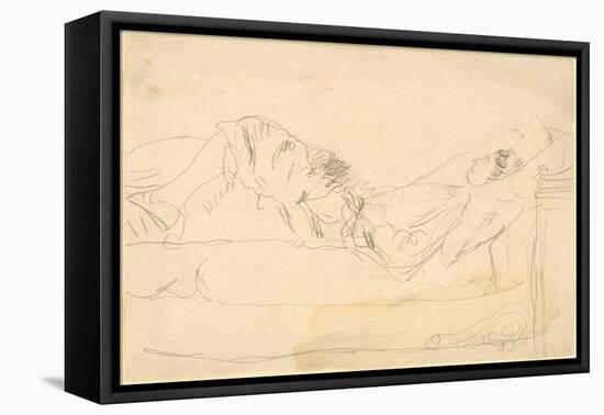 Girl Lying on a Bed (Pencil on Paper)-Gwen John-Framed Premier Image Canvas