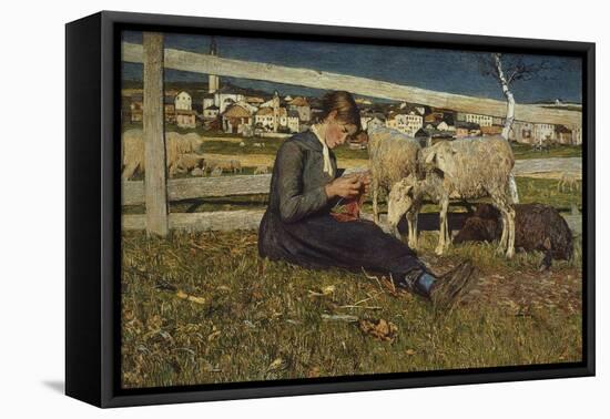 Girl Making Socks-Giovanni Segantini-Framed Premier Image Canvas
