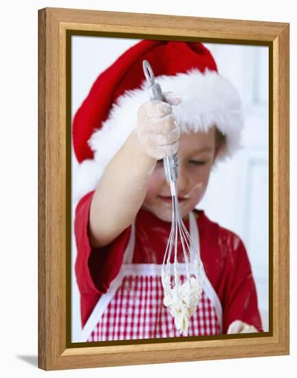 Girl Mixing Dough with a Whisk-Alena Hrbkova-Framed Premier Image Canvas