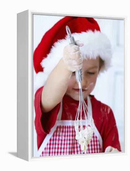 Girl Mixing Dough with a Whisk-Alena Hrbkova-Framed Premier Image Canvas