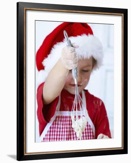 Girl Mixing Dough with a Whisk-Alena Hrbkova-Framed Photographic Print