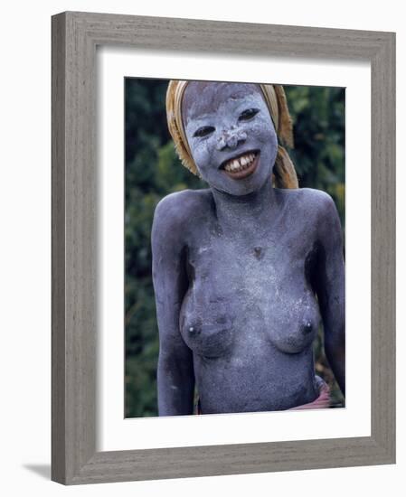 Girl of Bassa Tribe Covered in White Paint Signifies the End of Seclusion Following Circumcision-Eliot Elisofon-Framed Photographic Print