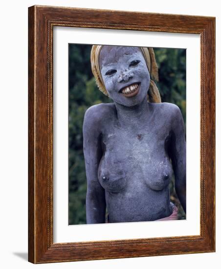 Girl of Bassa Tribe Covered in White Paint Signifies the End of Seclusion Following Circumcision-Eliot Elisofon-Framed Photographic Print