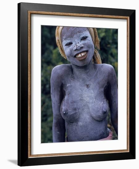 Girl of Bassa Tribe Covered in White Paint Signifies the End of Seclusion Following Circumcision-Eliot Elisofon-Framed Photographic Print