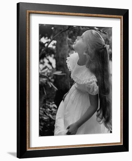 Girl of the Children's School of Modern Dancing, Looking Up a Tree-Lisa Larsen-Framed Photographic Print