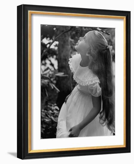 Girl of the Children's School of Modern Dancing, Looking Up a Tree-Lisa Larsen-Framed Photographic Print