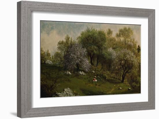 Girl on a Hillside, Apple Blossoms, 1874-Martin Johnson Heade-Framed Giclee Print