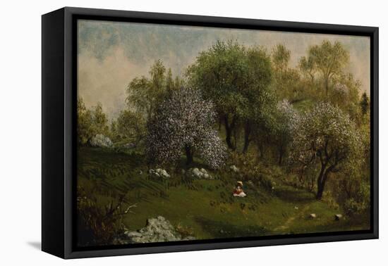 Girl on a Hillside, Apple Blossoms, 1874-Martin Johnson Heade-Framed Premier Image Canvas