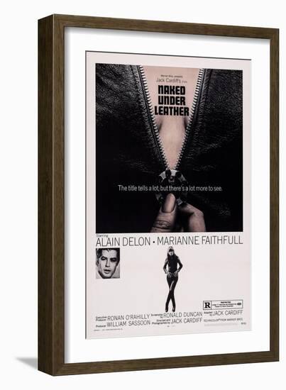 Girl on a Motorcycle, (Aka Naked under Leather), from Left: Alain Delon, Marianne Faithfull, 1968-null-Framed Premium Giclee Print