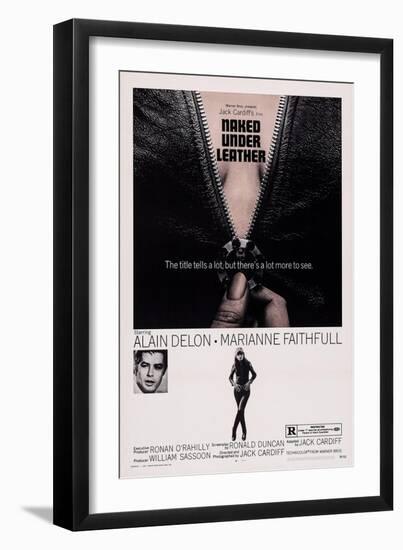 Girl on a Motorcycle, (Aka Naked under Leather), from Left: Alain Delon, Marianne Faithfull, 1968-null-Framed Premium Giclee Print