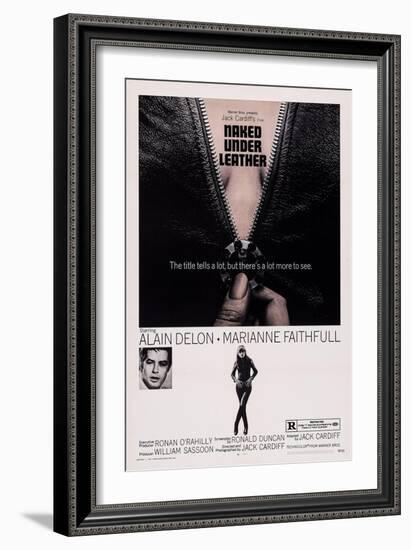 Girl on a Motorcycle, (Aka Naked under Leather), from Left: Alain Delon, Marianne Faithfull, 1968-null-Framed Premium Giclee Print