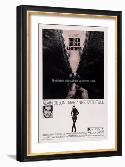 Girl on a Motorcycle, (Aka Naked under Leather), from Left: Alain Delon, Marianne Faithfull, 1968-null-Framed Premium Giclee Print