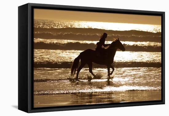 Girl on a Running Horse on the Beach-Nora Hernandez-Framed Premier Image Canvas