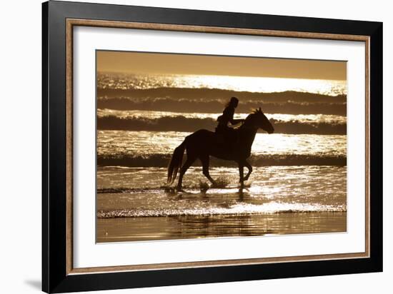 Girl on a Running Horse on the Beach-Nora Hernandez-Framed Photographic Print