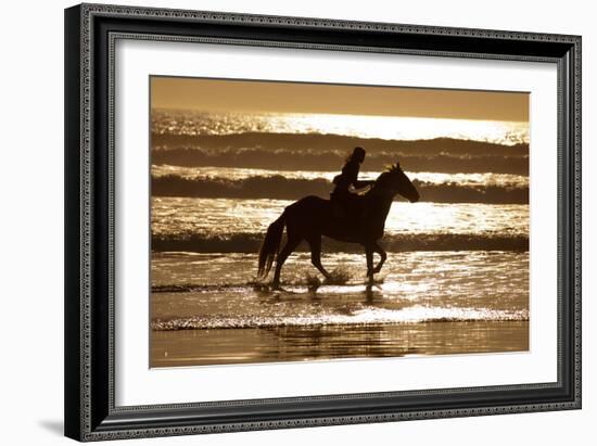 Girl on a Running Horse on the Beach-Nora Hernandez-Framed Photographic Print