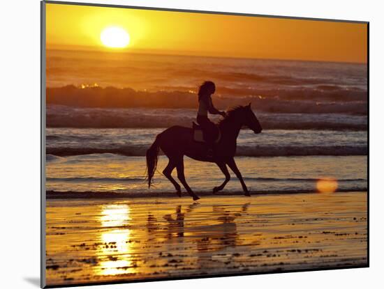 Girl on a Running Horse on the Beach-Nora Hernandez-Mounted Photographic Print