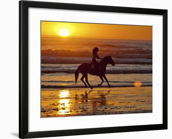 Girl on a Running Horse on the Beach-Nora Hernandez-Framed Photographic Print