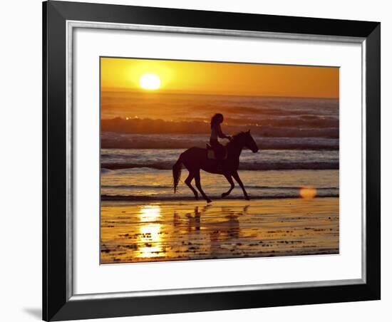 Girl on a Running Horse on the Beach-Nora Hernandez-Framed Photographic Print