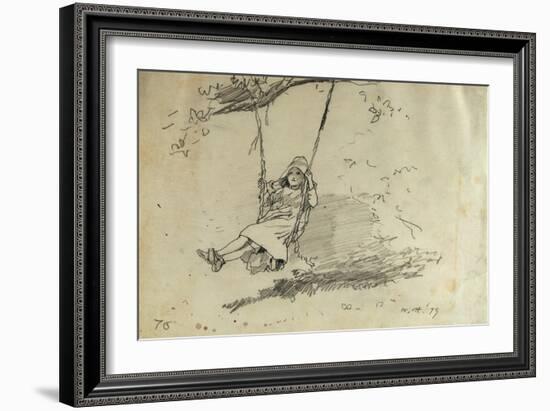 Girl on a Swing, 1879-Winslow Homer-Framed Giclee Print