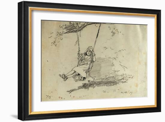 Girl on a Swing, 1879-Winslow Homer-Framed Giclee Print