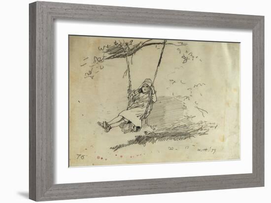 Girl on a Swing, 1879-Alfred Thompson Bricher-Framed Giclee Print