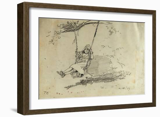 Girl on a Swing, 1879-Alfred Thompson Bricher-Framed Giclee Print