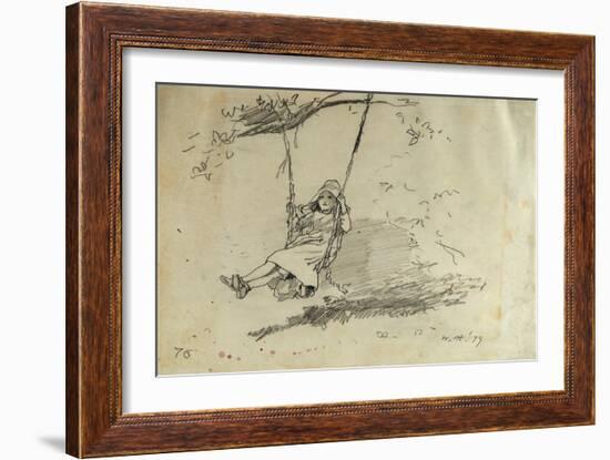 Girl on a Swing, 1879-Alfred Thompson Bricher-Framed Giclee Print