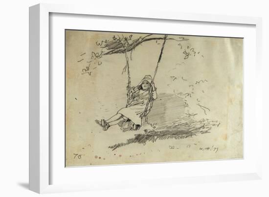 Girl on a Swing, 1879-Alfred Thompson Bricher-Framed Giclee Print