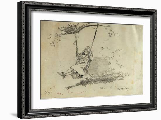 Girl on a Swing, 1879-Alfred Thompson Bricher-Framed Giclee Print