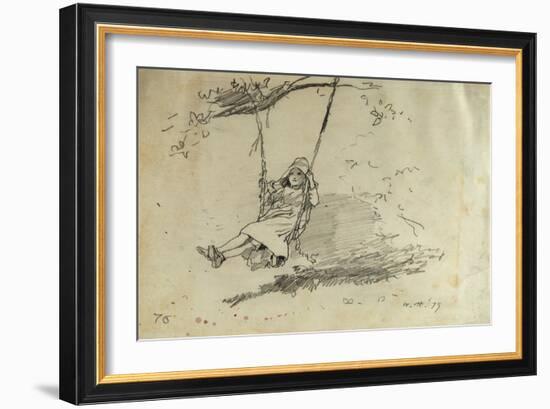 Girl on a Swing, 1879-Alfred Thompson Bricher-Framed Giclee Print