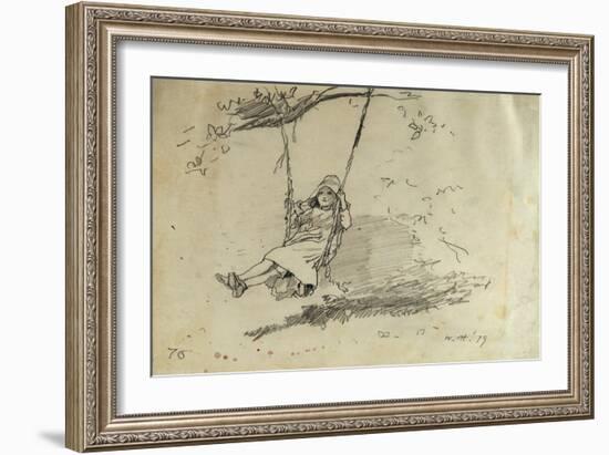 Girl on a Swing, 1879-Alfred Thompson Bricher-Framed Giclee Print