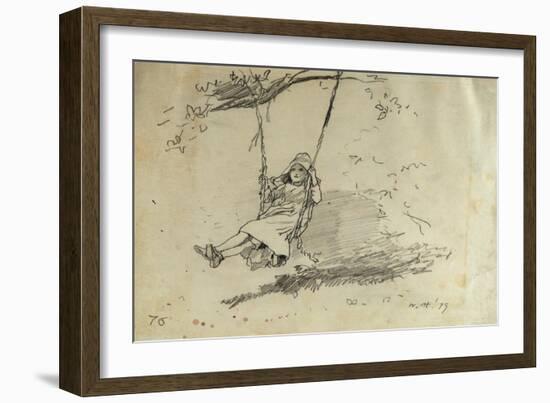 Girl on a Swing, 1879-Alfred Thompson Bricher-Framed Giclee Print