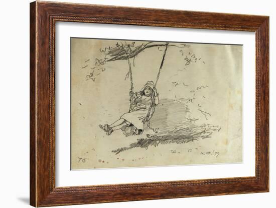 Girl on a Swing, 1879-Alfred Thompson Bricher-Framed Giclee Print